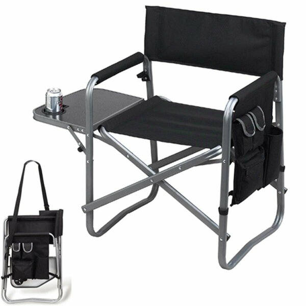 Picnic At Ascot Folding Sports Chair with Table and Organizer - Black 463-BLK